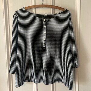 Kate Qui button henley | little black stripe | organic cotton skinny rib